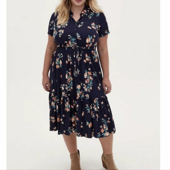 torrid Dresses & Skirts - Torrid Navy Floral Shirt Dress